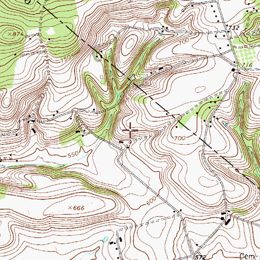 Topographic Map of Grim Cemetery, PA