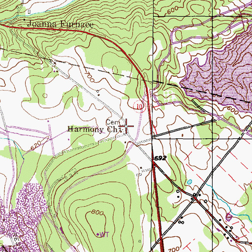 Topographic Map of Harmony United Methodist Church Cemetery, PA