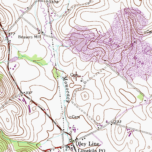 Topographic Map of Herbein Family Burial Ground, PA