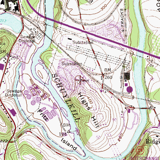 Topographic Map of High Cemetery, PA