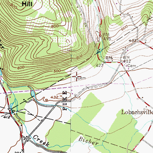 Topographic Map of Jacob Keim Farmstead Family Burial Ground, PA