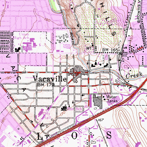 Topographic Map of Vacaville, CA
