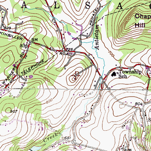 Topographic Map of Kinsey Cemetery, PA