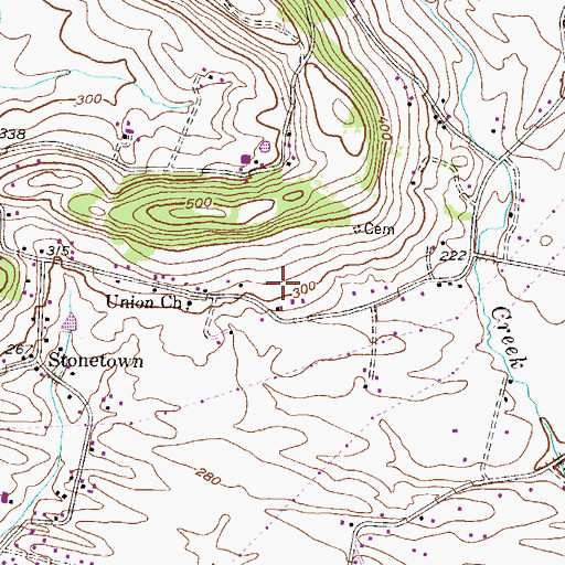 Topographic Map of Klein/Close Family Cemetery, PA