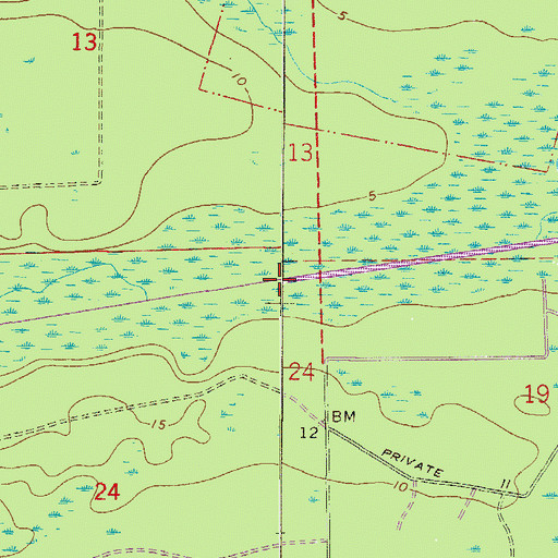 Topographic Map of Alligator Creek, FL