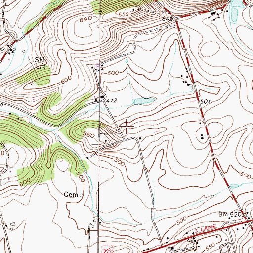 Topographic Map of Kutz Family Graveyard, PA