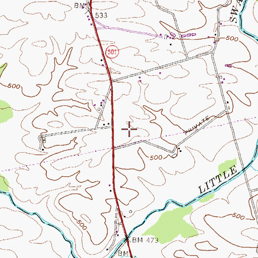 Topographic Map of Lebanon Valley Mennonite Church Cemetery, PA