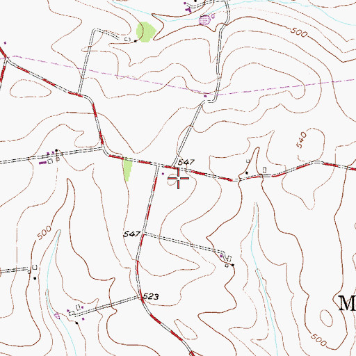 Topographic Map of Martins Mennonite Cemetery, PA