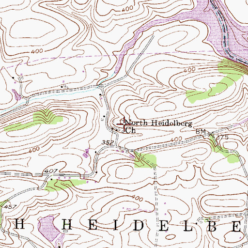 Topographic Map of North Heidelberg Church Cemetery, PA