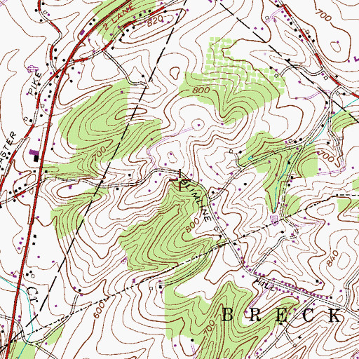 Topographic Map of Open Door Mennonite Cemetery, PA