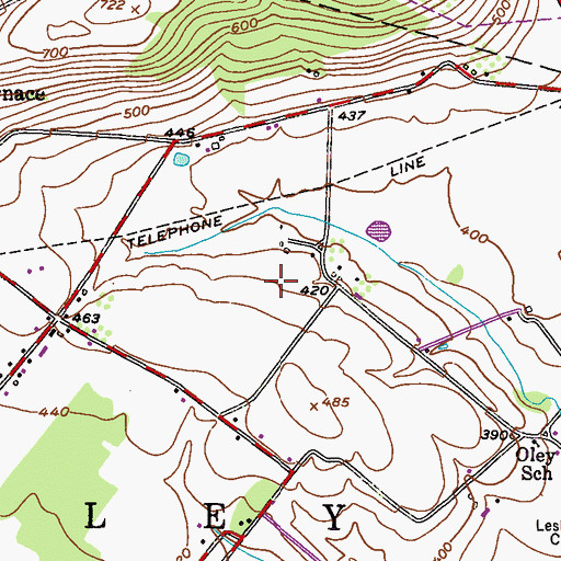 Topographic Map of Peters Burial Ground, PA