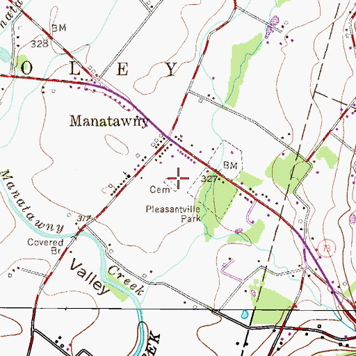 Topographic Map of Pleasantville Union Cemetery, PA