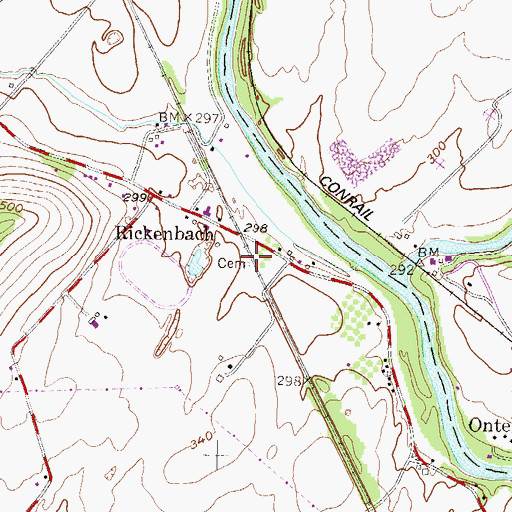 Topographic Map of Rickenbach Cemetery, PA