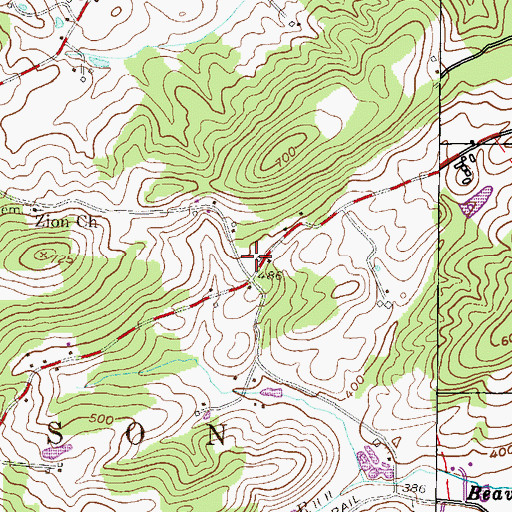 Topographic Map of Robeson Monthly Meeting Cemetery, PA