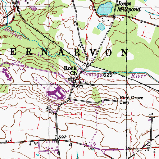 Topographic Map of Rock Church Road Cemetery, PA