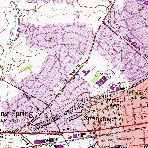 Topographic Map of Saint Alban's Episcopal Church Columbarium, PA