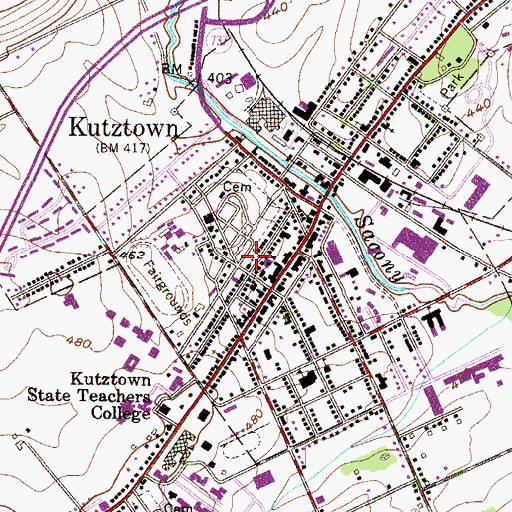 Topographic Map of Saint Johns United Church of Christ Cemetery, PA