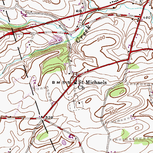Topographic Map of Saint Michaels Cemetery, PA
