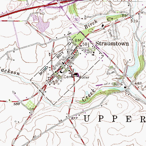 Topographic Map of Saint Paul's Cemetery, PA