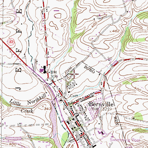 Topographic Map of Saint Thomas Cemetery, PA