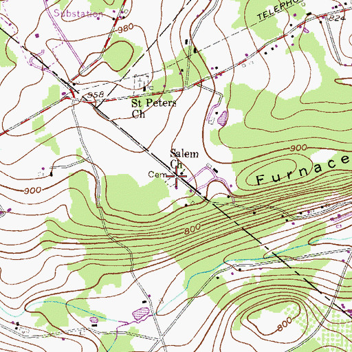 Topographic Map of Salem Evangelical Cemetery, PA