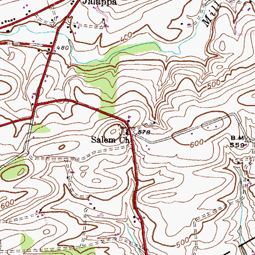 Topographic Map of Salem - Berne Methodist Church Cemetery, PA