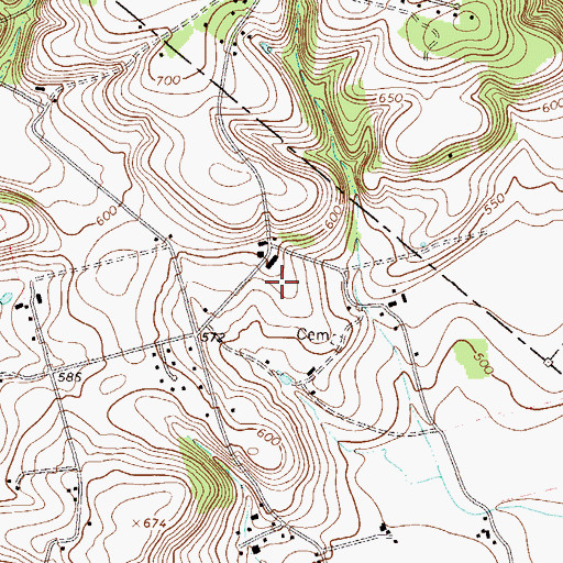 Topographic Map of Sassaman Family Cemetery, PA
