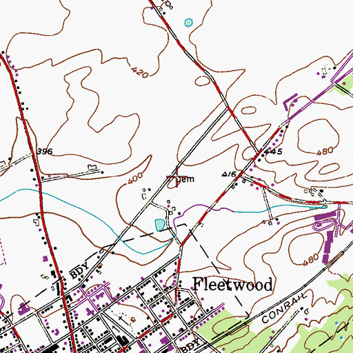 Topographic Map of Schlegel Farm Cemetery, PA
