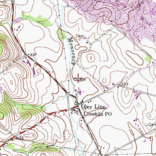 Topographic Map of Schneider Family Cemetery, PA