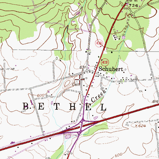 Topographic Map of Schubert Church of the Brethren Cemetery, PA