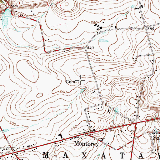 Topographic Map of Siegfried Family Cemetery, PA
