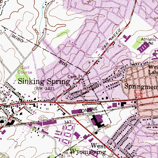 Topographic Map of Weidman Cemetery, PA