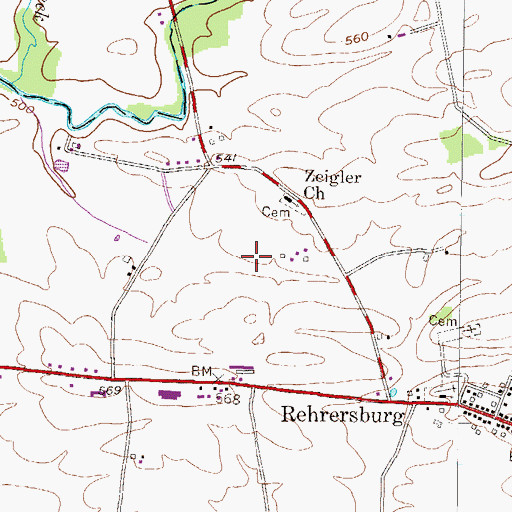 Topographic Map of Ziegler Family Cemetery, PA