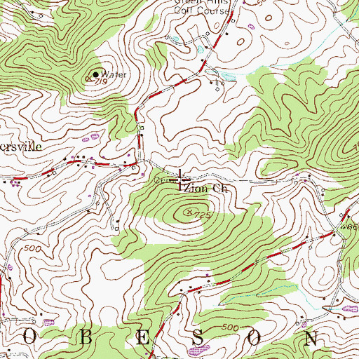 Topographic Map of Zion Menonite Church Cemetery, PA