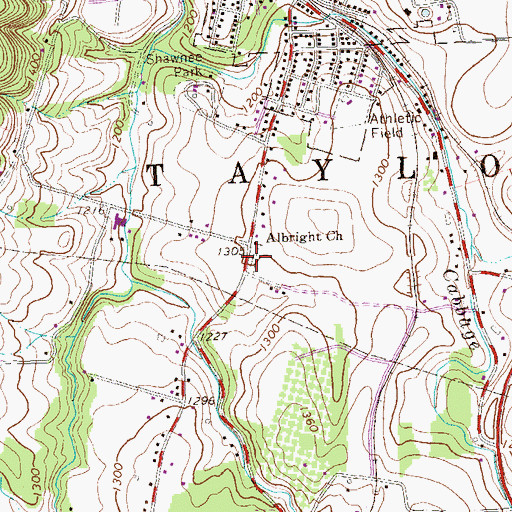Topographic Map of Albright Church of the Brethren Cemetery, PA