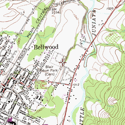 Topographic Map of Blair Memorial Park, PA