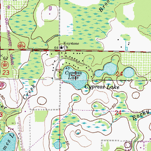 Topographic Map of Cypress Lake, FL
