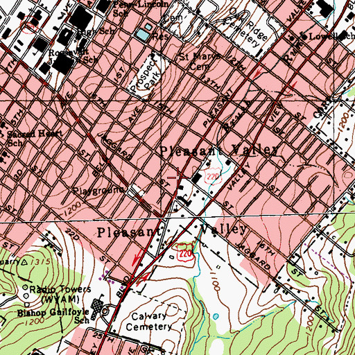 Topographic Map of Collinsville Cemetery, PA