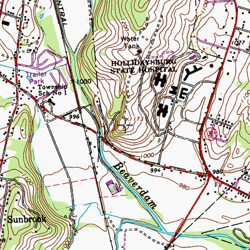 Topographic Map of County Home Cemetery, PA