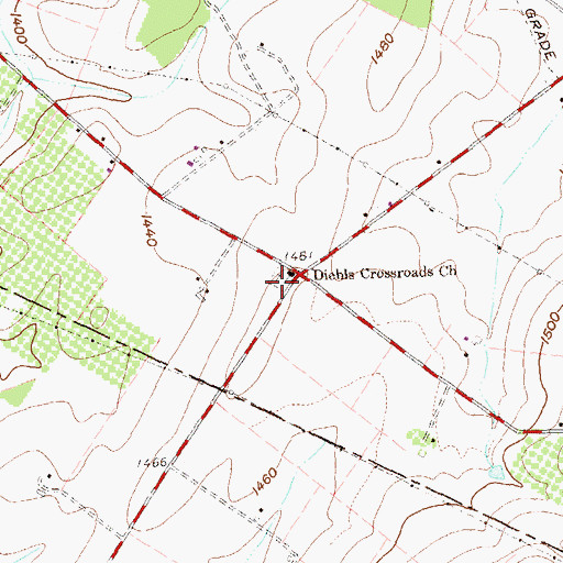 Topographic Map of Diehls Crossroads Brethren Cemetery, PA