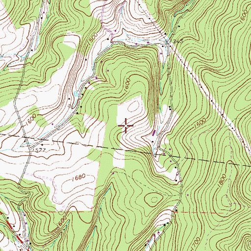 Topographic Map of Dodsons Graveyard, PA