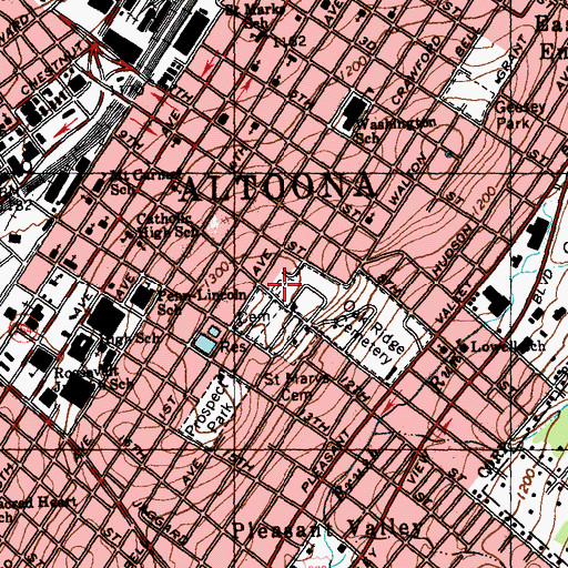 Topographic Map of Eastern Light Cemetery, PA