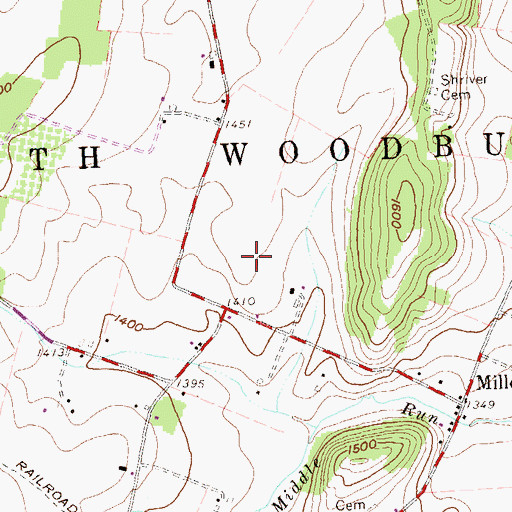 Topographic Map of Folkner - Wagner Cemetery, PA