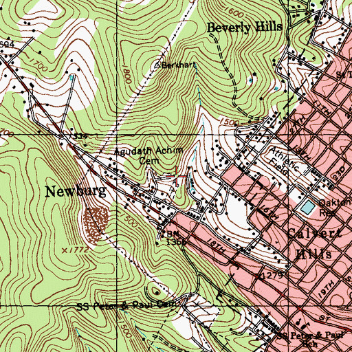 Topographic Map of Hoffs Cemetery, PA