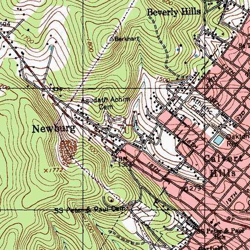 Topographic Map of Mount Sinai Cemetery, PA