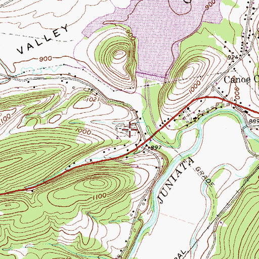 Topographic Map of New Canoe Creek Cemetery, PA