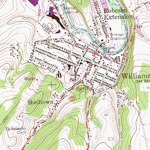 Topographic Map of Old Methodist Cemetery, PA