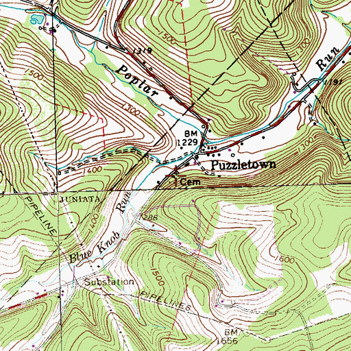 Topographic Map of Pine Grove UBC Church and Cemetery, PA