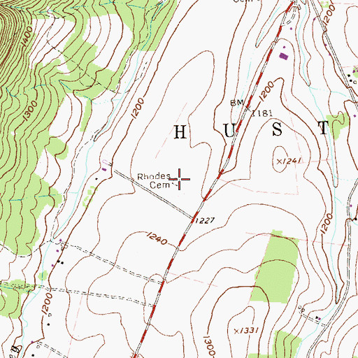 Topographic Map of Rhodes Cemetery, PA