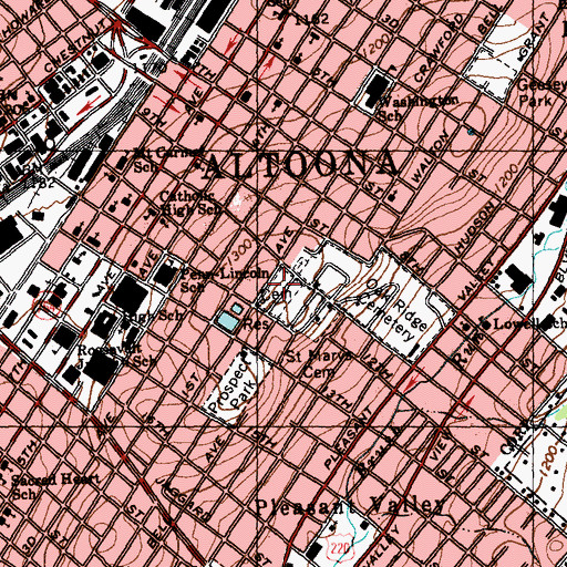 Topographic Map of Saint Johns Cemetery, PA